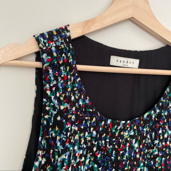 Sandro Paris Multi-Colour Abstract Print Layered Sleeveless Blouse - Picture 3 of 12
